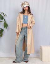 Vegan leather double breasted trenchcoat