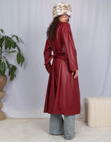 Vegan leather double breasted trenchcoat