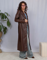 Vegan leather double breasted trenchcoat