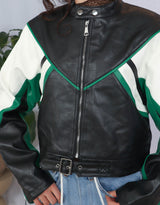 Vegan leather cropped jacket