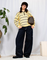 Wool blend striped knitted polo sweater