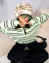 Wool blend striped knitted polo sweater