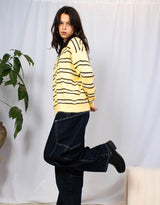 Wool blend striped knitted polo sweater