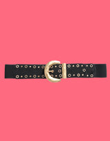 Wide elastic buckle studs waist belt