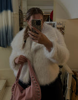 V neck faux fur coat I