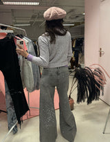 Sparkly wide leg jeans