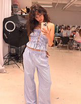 Striped pantalon with elastic waistband