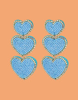 Beaded sparkly triple heart earrings