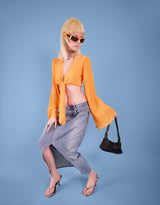 Bell sleeve wrap top