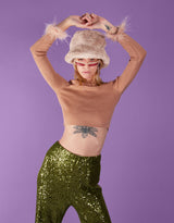 Feather trim sleeves top