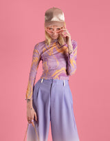 Marble print long sleeve top