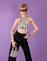 Mirrored disc crop top