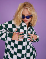 Short teddy checkered jacket