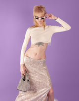 Strass fringe crop top