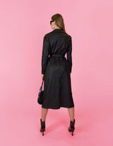 Textured vegan leather trenchcoat