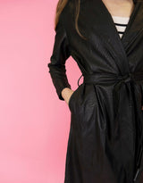 Textured vegan leather trenchcoat
