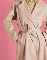 Vegan leather double breasted trenchcoat