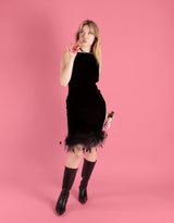 Vintage Luisa Spagnoli feather trim dress