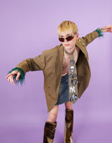 Vintage customized tie with punk patches