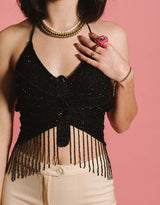 Vintage glitter butterfly top