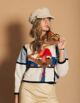 Vintage hand knitted head print sweater