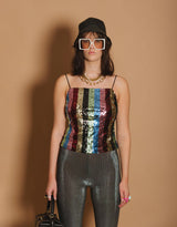 Disco sequins spaghetti top