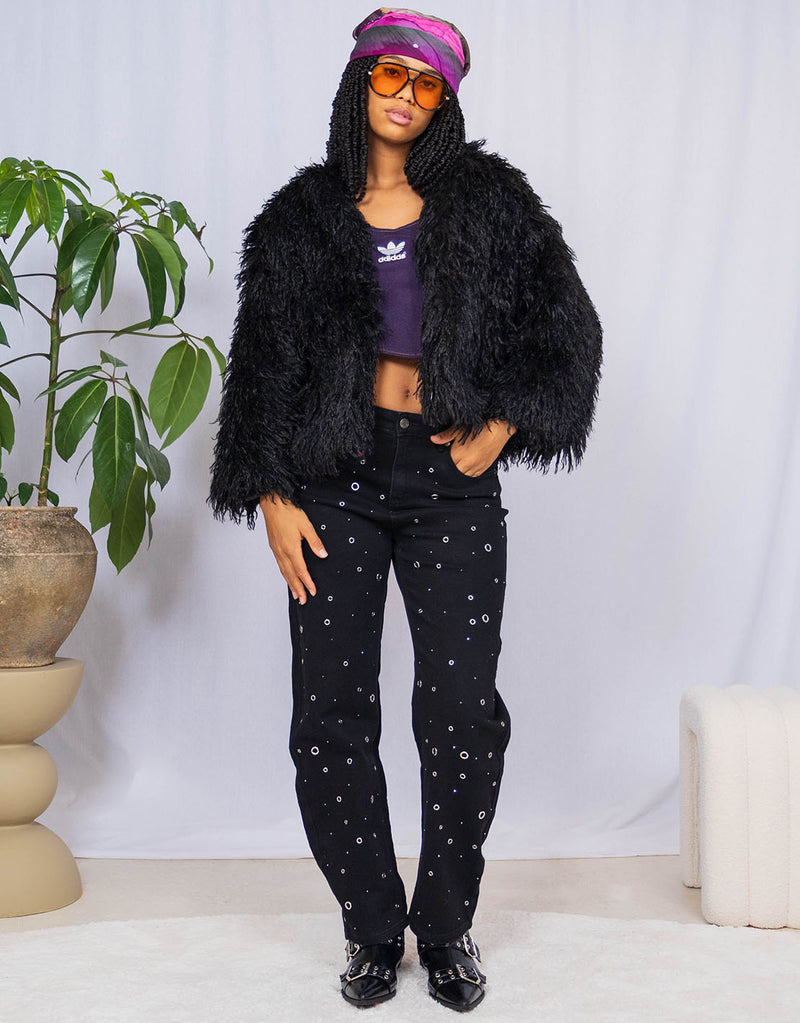 Curly faux furry jacket