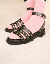 Chunky eyelet detail ankle buckle sandals