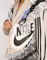 Vintage customized sports blazer with logo patches and lace
