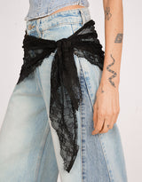 Asymmetric lace wrap skirt