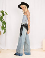 Asymmetric lace wrap skirt