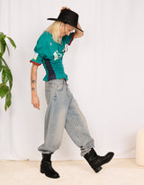 Vintage customized sporty button top