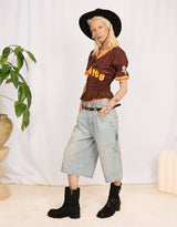 Vintage customized sporty button top