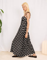 Polkadot strappy midi dress