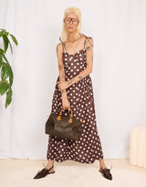 Polkadot strappy midi dress