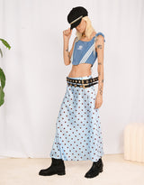 Polkadot flowy midi skirt