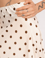 Polkadot flowy midi skirt