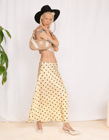 Polkadot flowy midi skirt