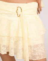 Lace ruffle wrap with buckle detail mini skort