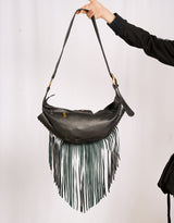 Handcrafted western fringe stud shoulder bag