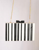 Handcrafted striped box clutch bag