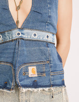 Vintage customized upcycled Carhartt denim harness top