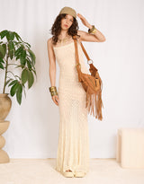 Sheer crochet mermaid maxi dress