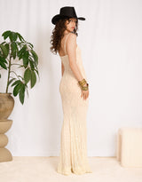 Sheer crochet mermaid maxi dress