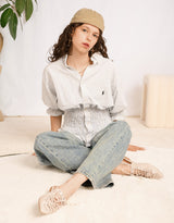 Vintage customized Ralph Lauren short sleeve smocked blouse
