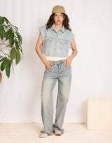 Sparkly short sleeve denim jacket