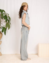 Sparkly short sleeve denim jacket