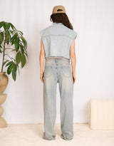 Sparkly short sleeve denim jacket