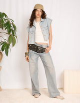 Sparkly short sleeve denim jacket