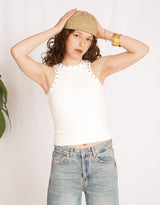 Studded ribbed tank top